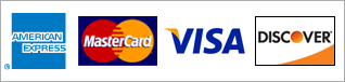 We accept American Express, MasterCard, Visa, and Discover cards