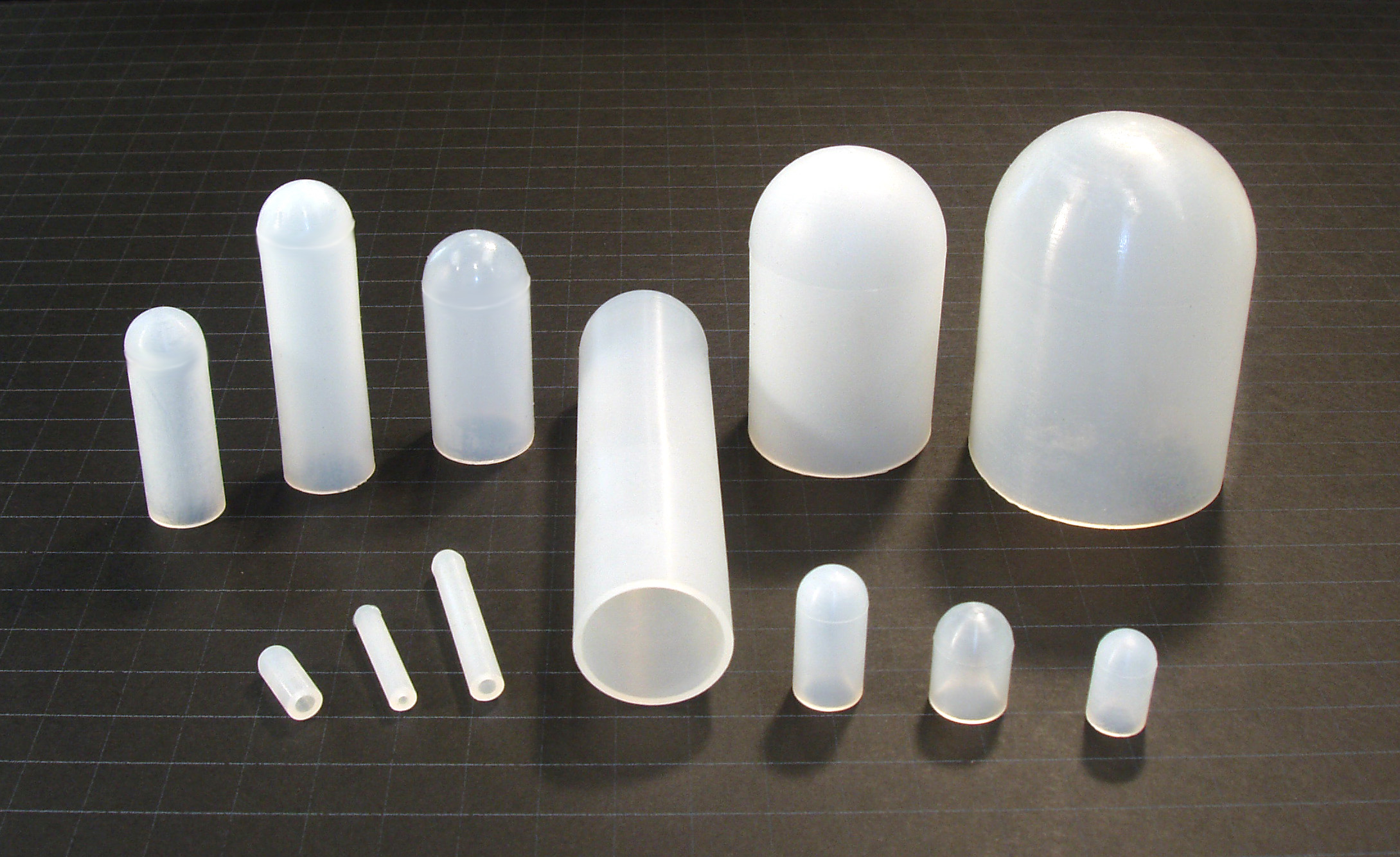 Various sizes of silicone caps for powder coating masking