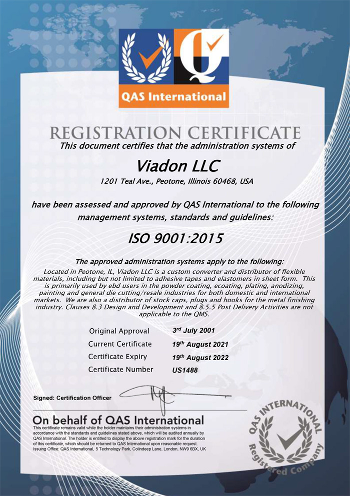 Viadon ISO Certificate