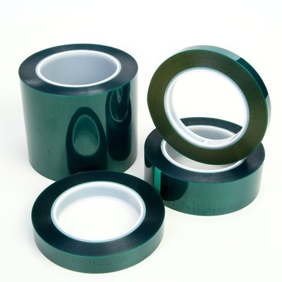 Various widths of green polyester masking tape