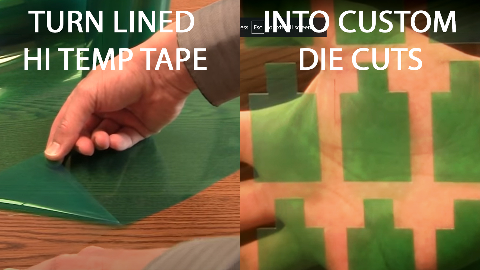 Lined green polyester tape and plotter made tape die cuts