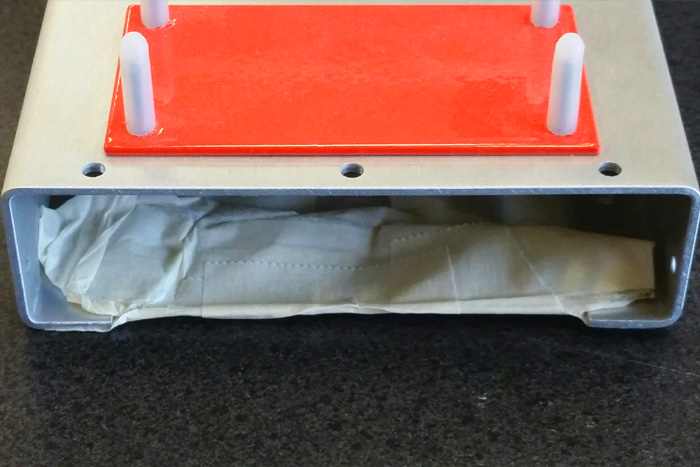 Box with masking tape for silicone masking plug