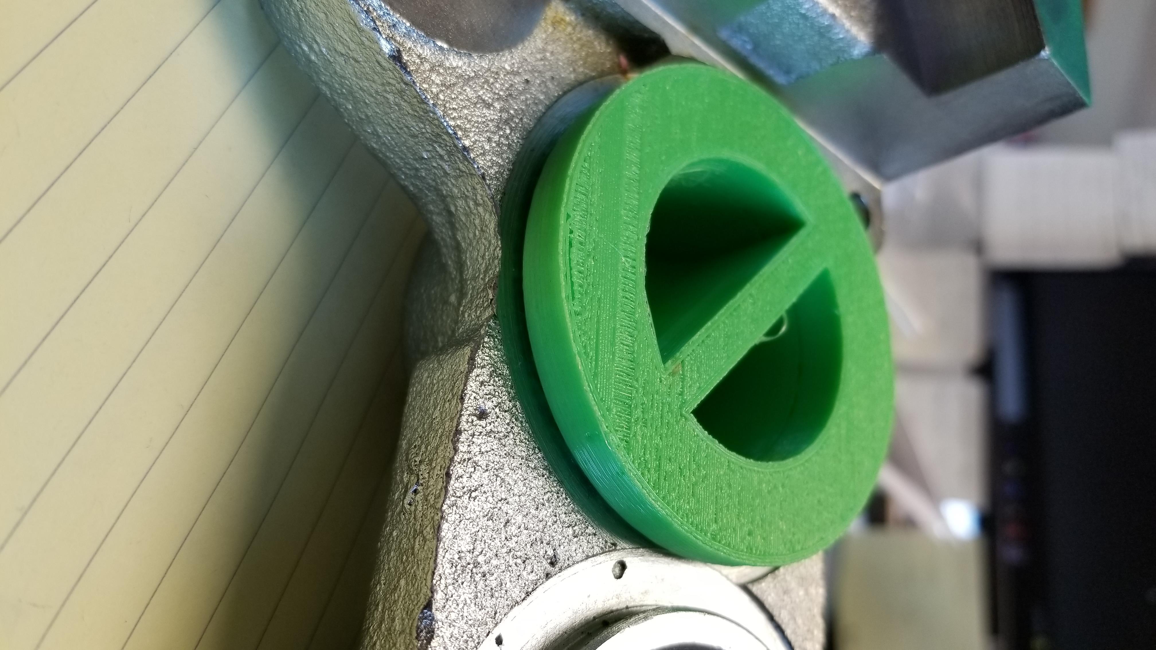 Brake caliper with flexible filament 3D printed prototype masking plug